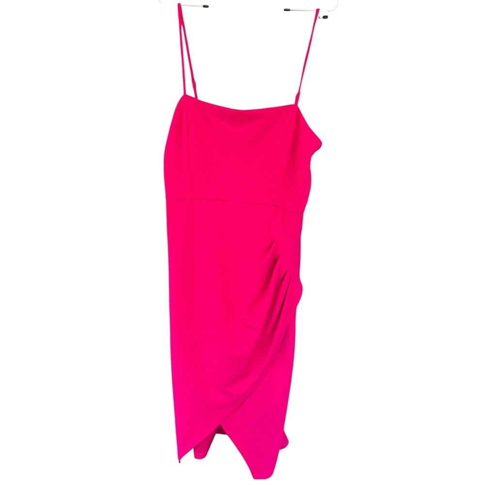 Laundry by Shelli Segal Hot‎ Pink Ruched Asymmetrical Cocktail Dress Sz 14